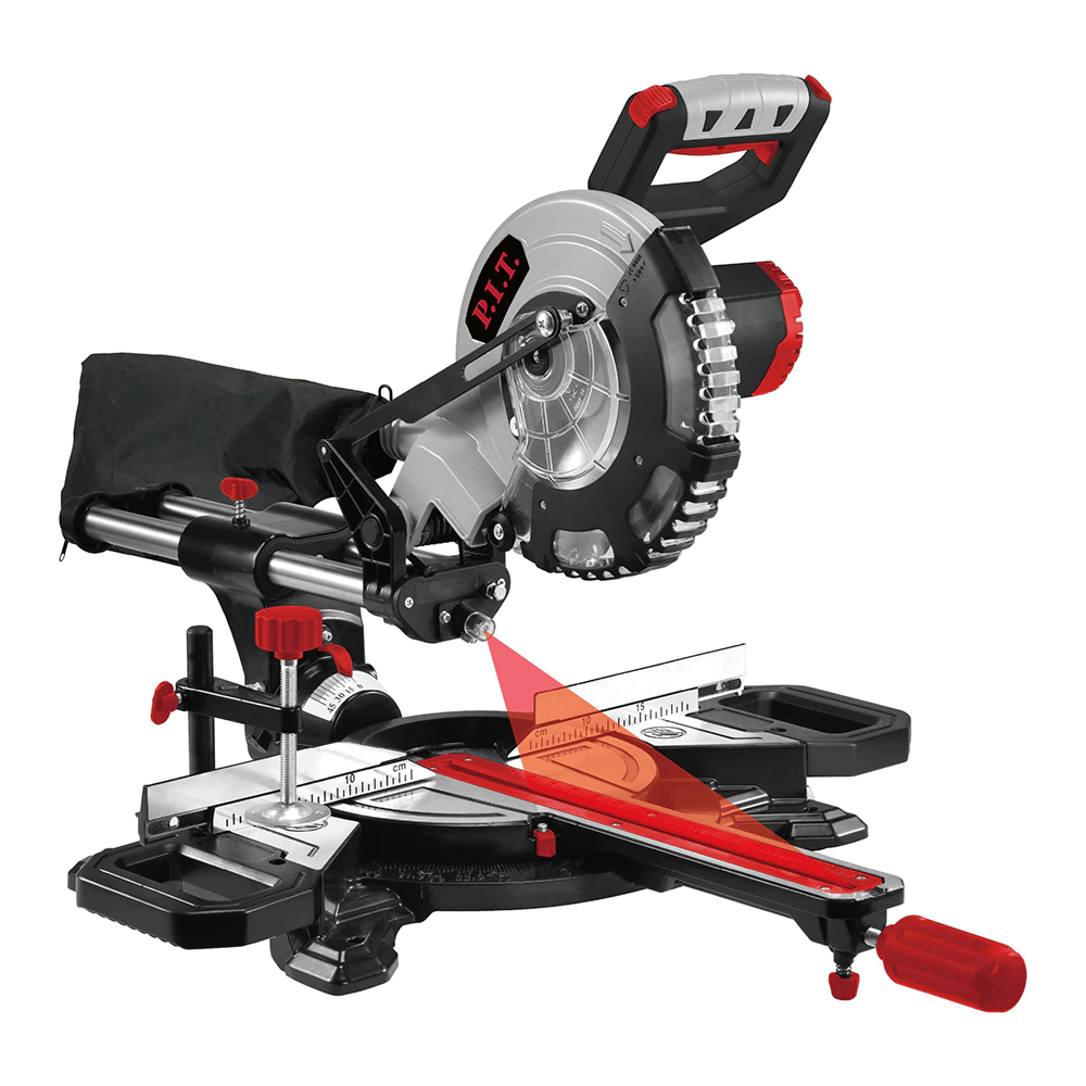 Торцовочная пила аккумуляторная 20 В 210 мм бесщеточная с протягом, без АКБ и ЗУ P.I.T. PMS20H-210A
