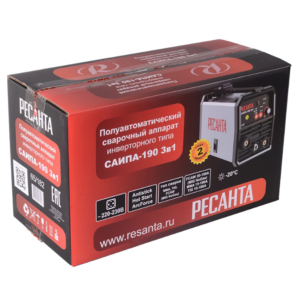 Сварочный аппарат инверторный 190 А полуавтомат Ресанта САИПА-190