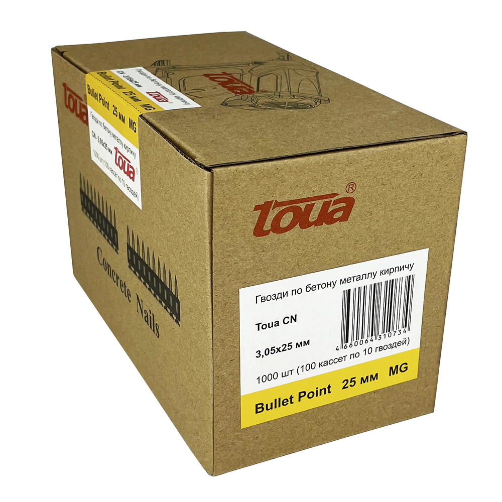 Гвозди усиленные по бетону Toua CN MG Bullet Point 3,05х25 мм 1000 шт