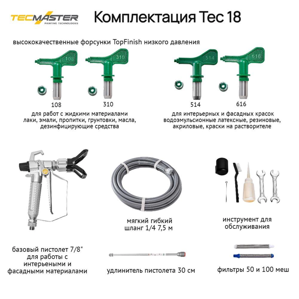 Краскопульт электрический 700 Вт безвоздушный TECMASTER Tec 18 EXTRA