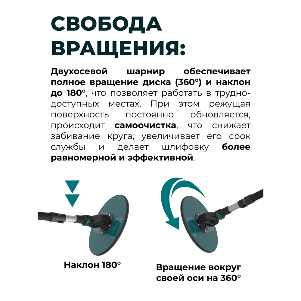 Терка шлифовальная 225 мм с функцией пылеудаления, рукоятка 93-155 см LOSSEW Q4 Stick
