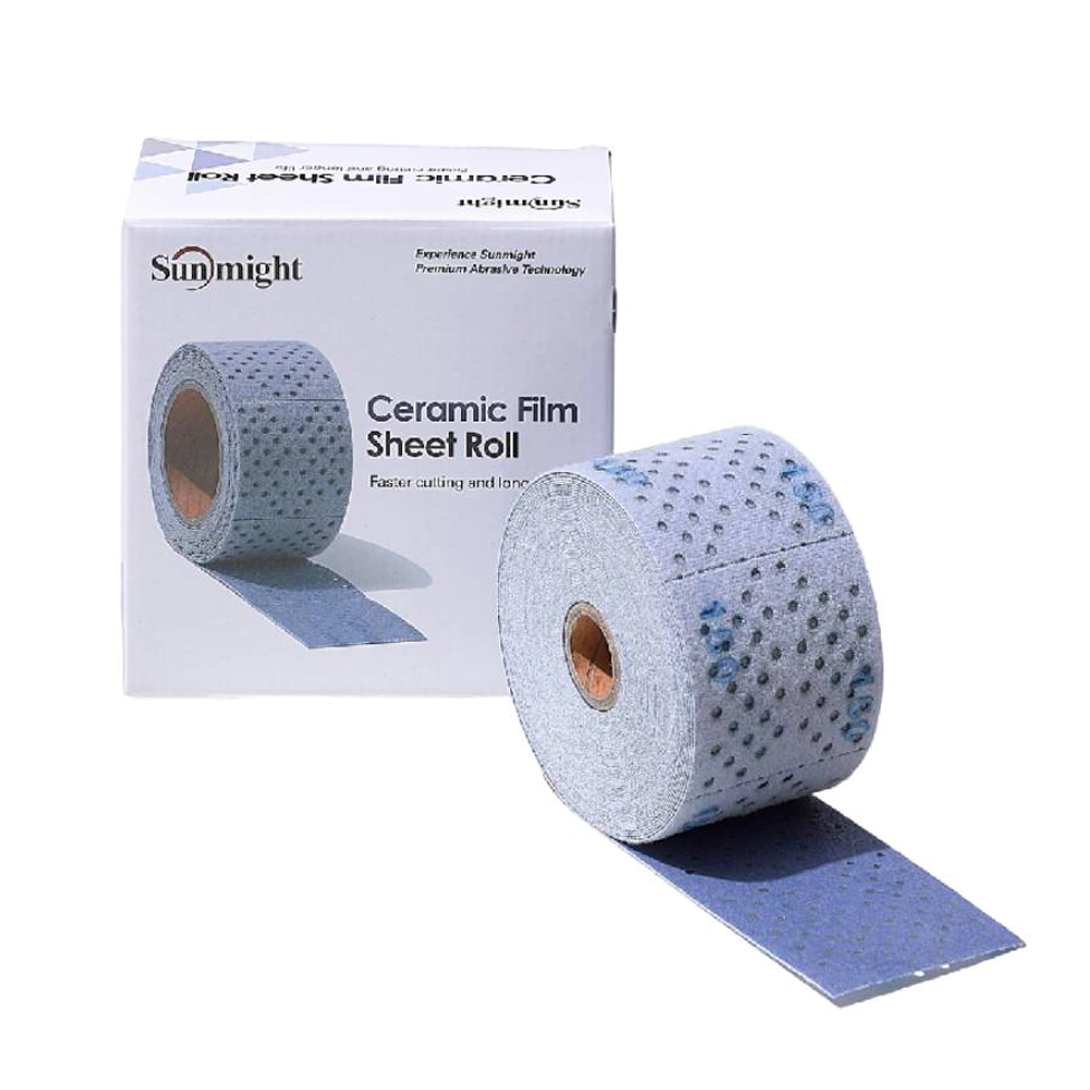 Шлифовальные полоски 70 мм х 12 м P180 рулон, керамический абразив SUNMIGHT