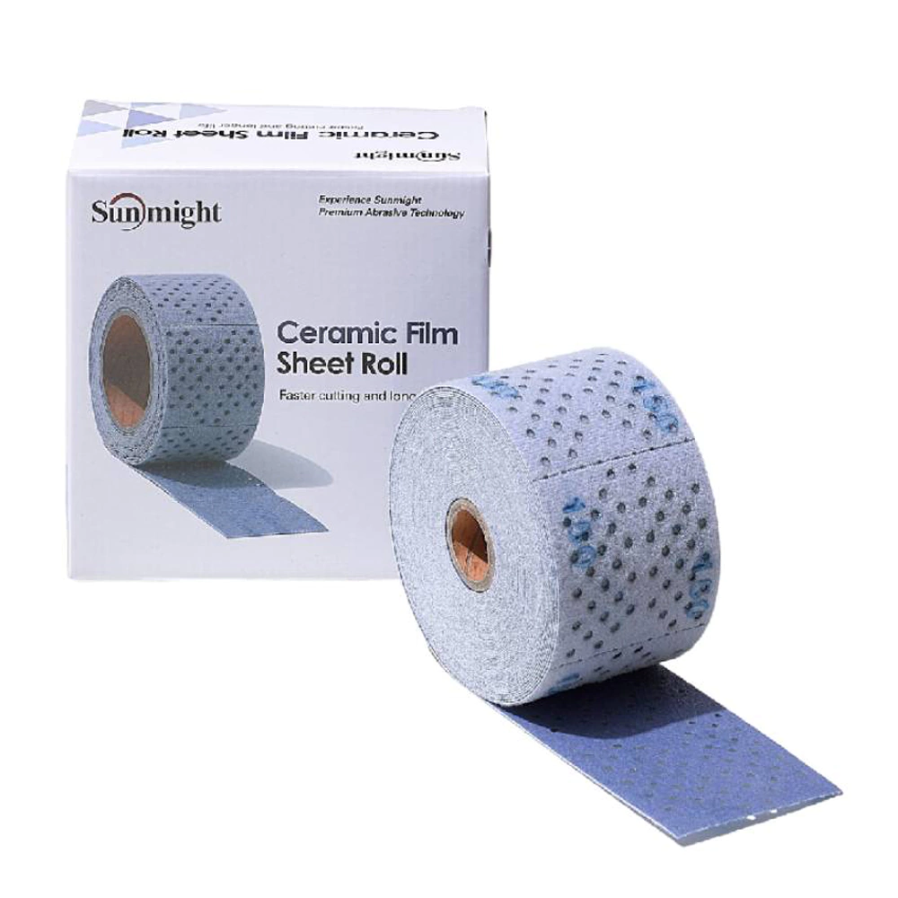 Шлифовальные полоски 70 мм х 12 м P240 рулон, керамический абразив SUNMIGHT