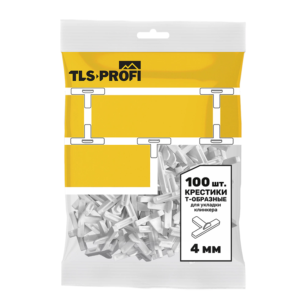 Крестики Т-образные 4 мм 100 шт для укладки клинкера TLS-Profi