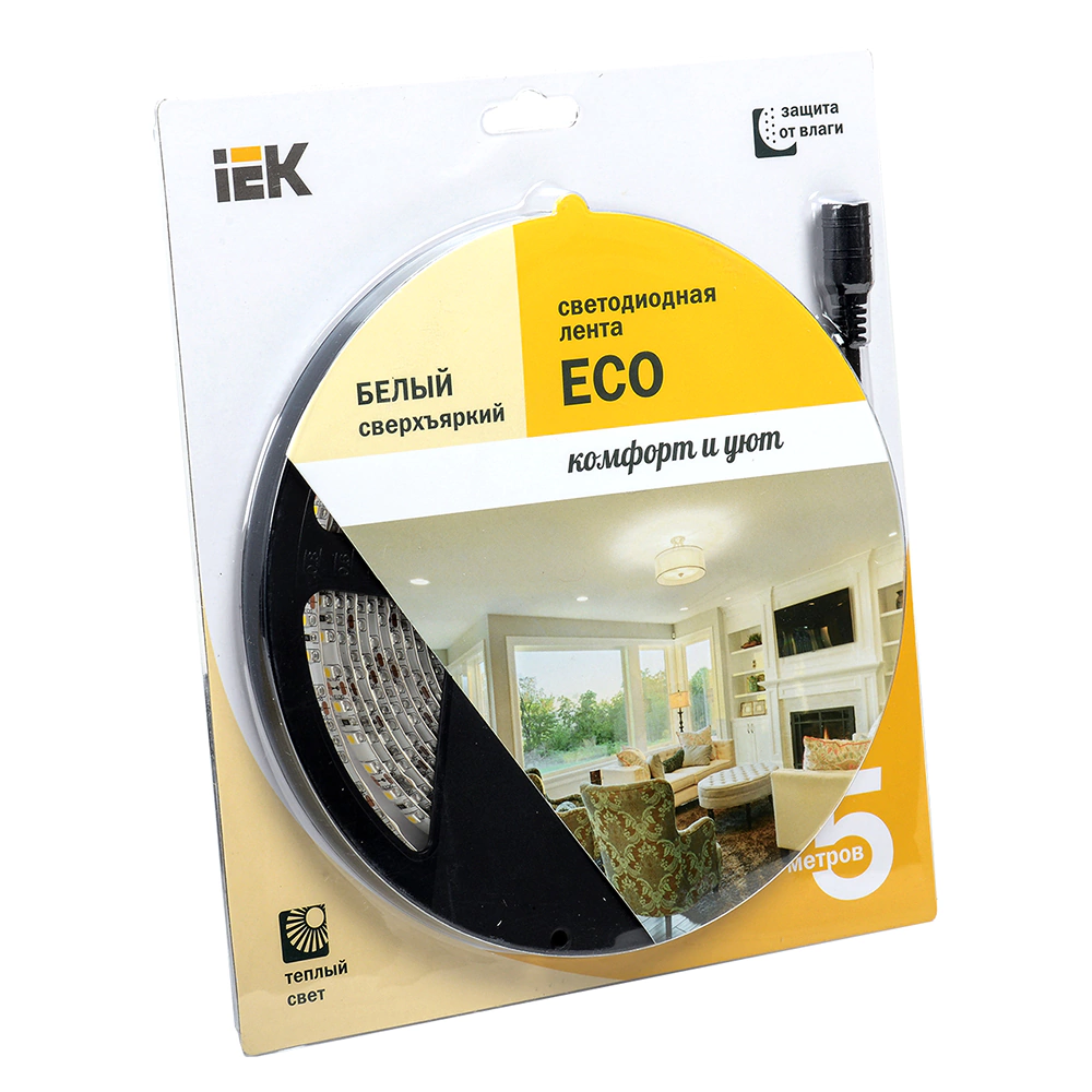 Лента светодиодная 9,6Вт IP65 12В теплый белый 5 м IEK