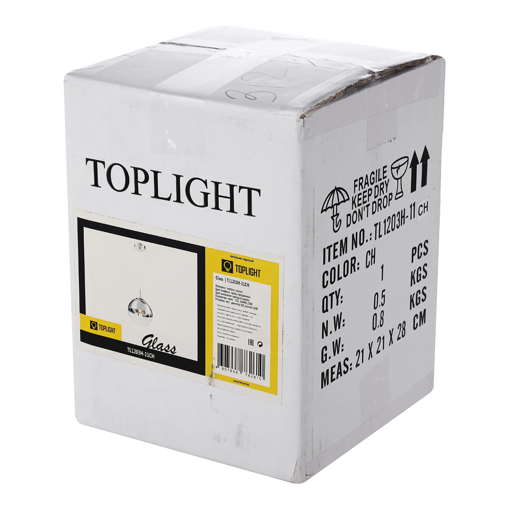Светильник подвесной  1х40 Вт Е27 15 см хром Toplight Гласс