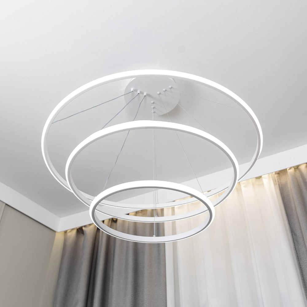 Люстра подвесная LED 140 Вт с пультом ДУ белый NEODECO Ринг