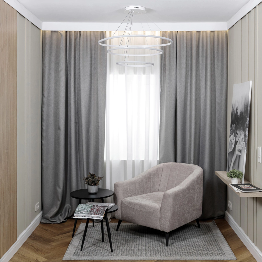 Люстра подвесная LED 140 Вт с пультом ДУ белый NEODECO Ринг