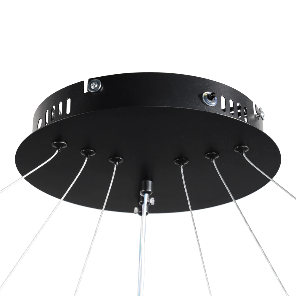 Люстра подвесная LED 140 Вт с пультом ДУ черный NEODECO Ринг