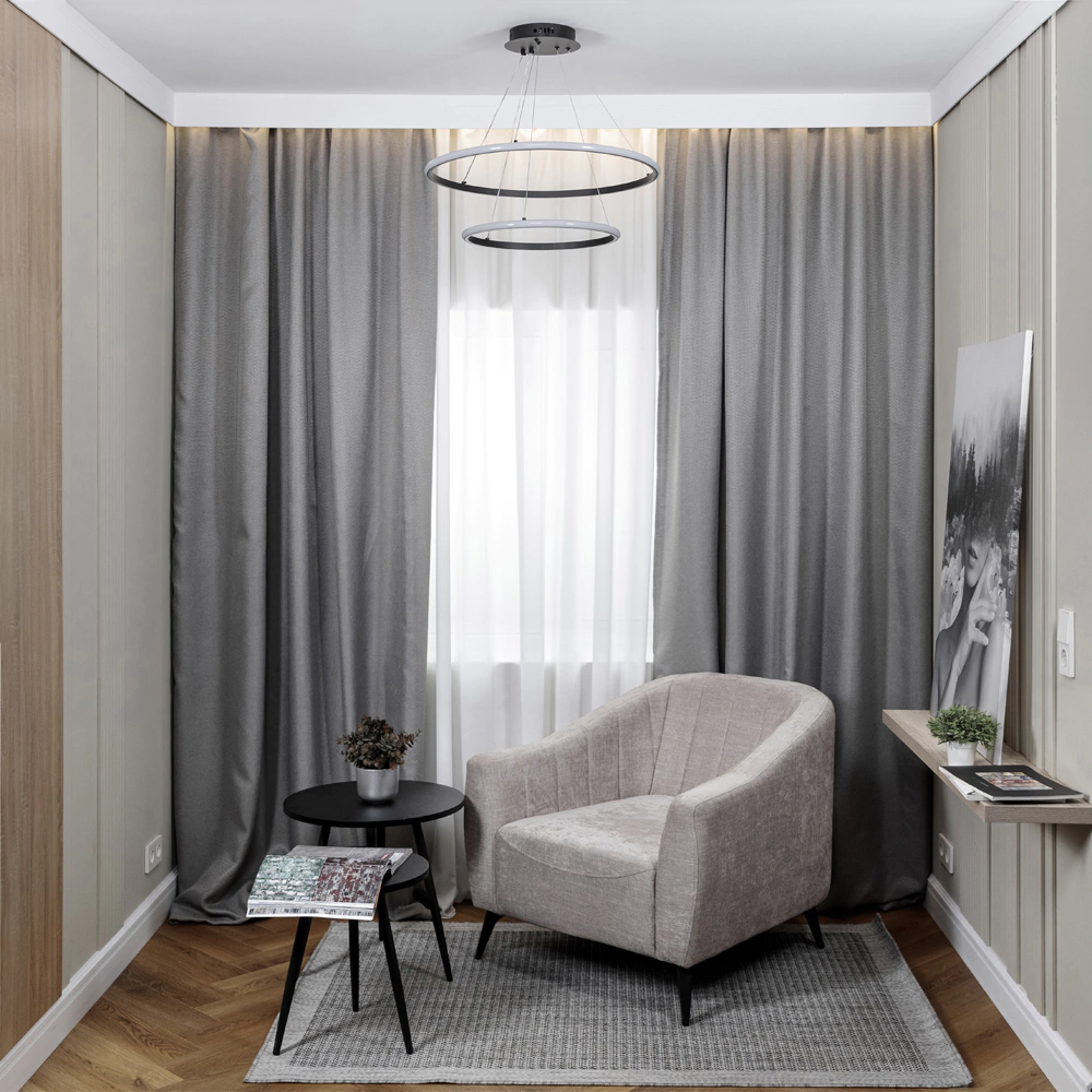 Люстра подвесная LED 80 Вт с пультом ДУ черный NEODECO Ринг