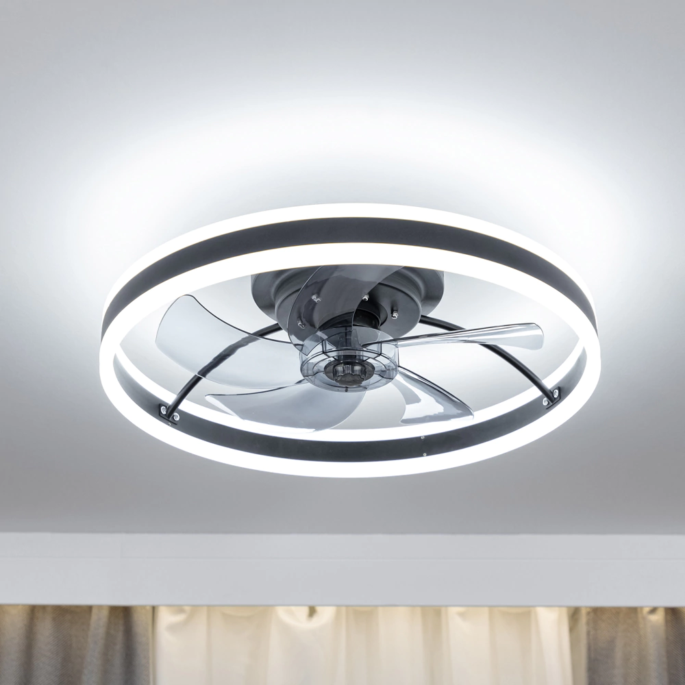 Люстра-вентилятор потолочная NEODECO Гиус LED 30 Вт с пультом ДУ черный