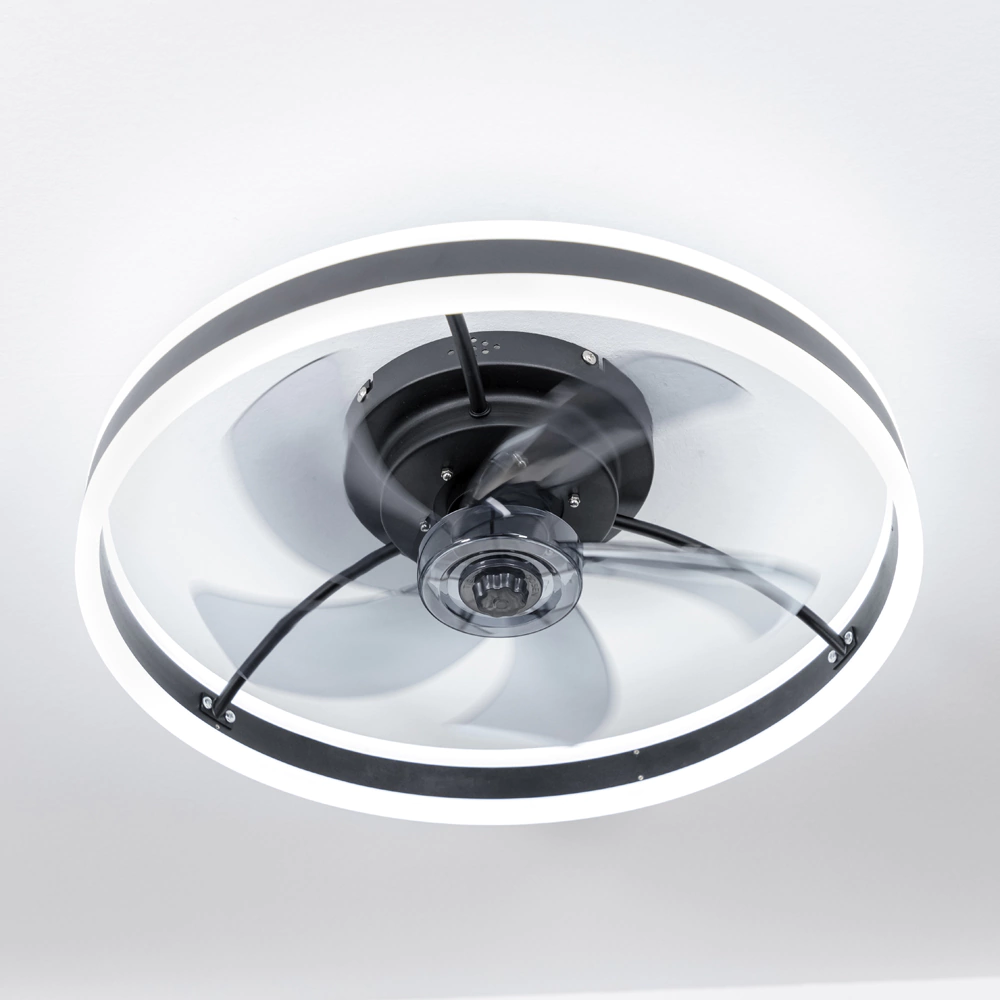 Люстра-вентилятор потолочная NEODECO Гиус LED 30 Вт с пультом ДУ черный