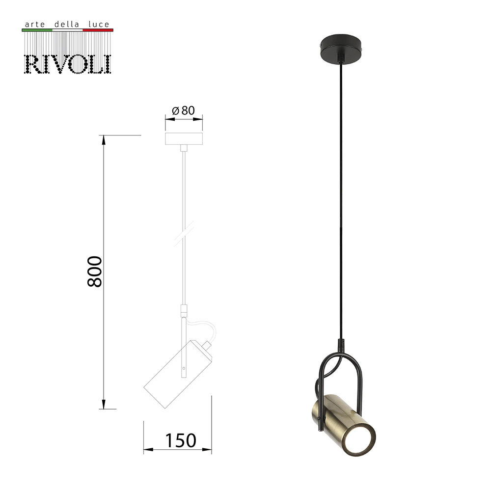 Светильник подвесной 1х25 Вт GU10 черный/бронза Rivoli