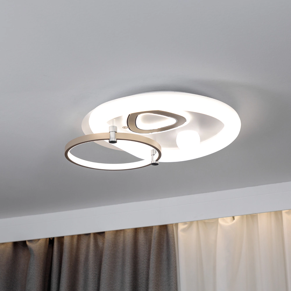 Люстра потолочная NEODECO Риджель LED 100 Вт с пультом ДУ белый/матовое золото