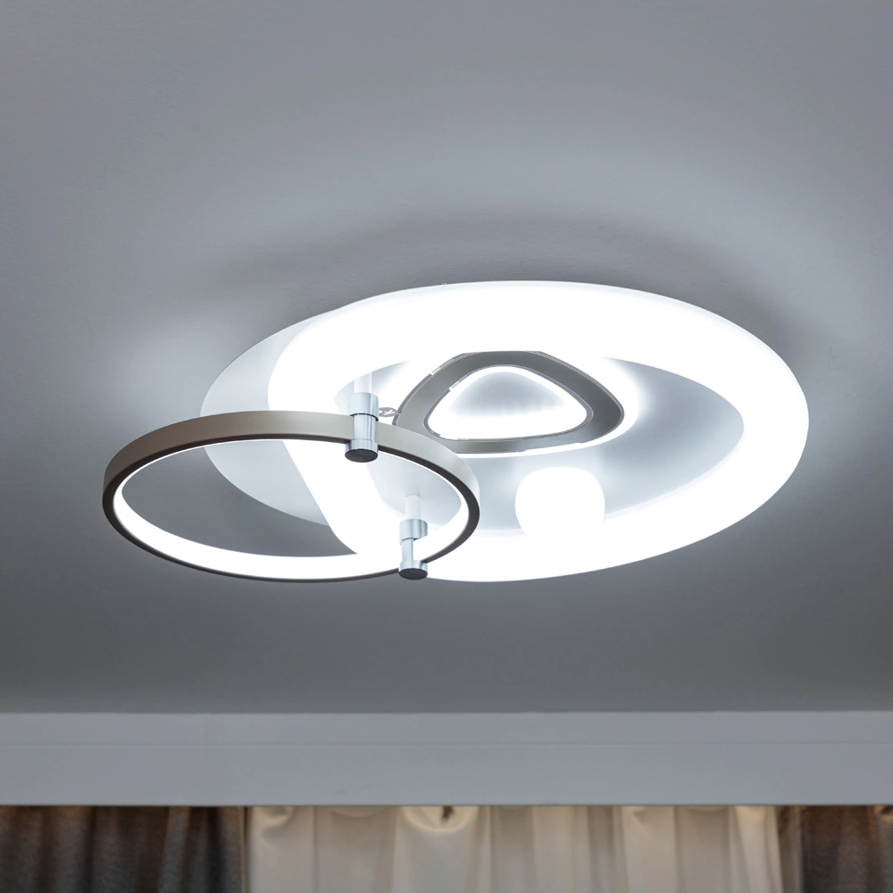 Люстра потолочная NEODECO Риджель LED 100 Вт с пультом ДУ белый/матовое золото