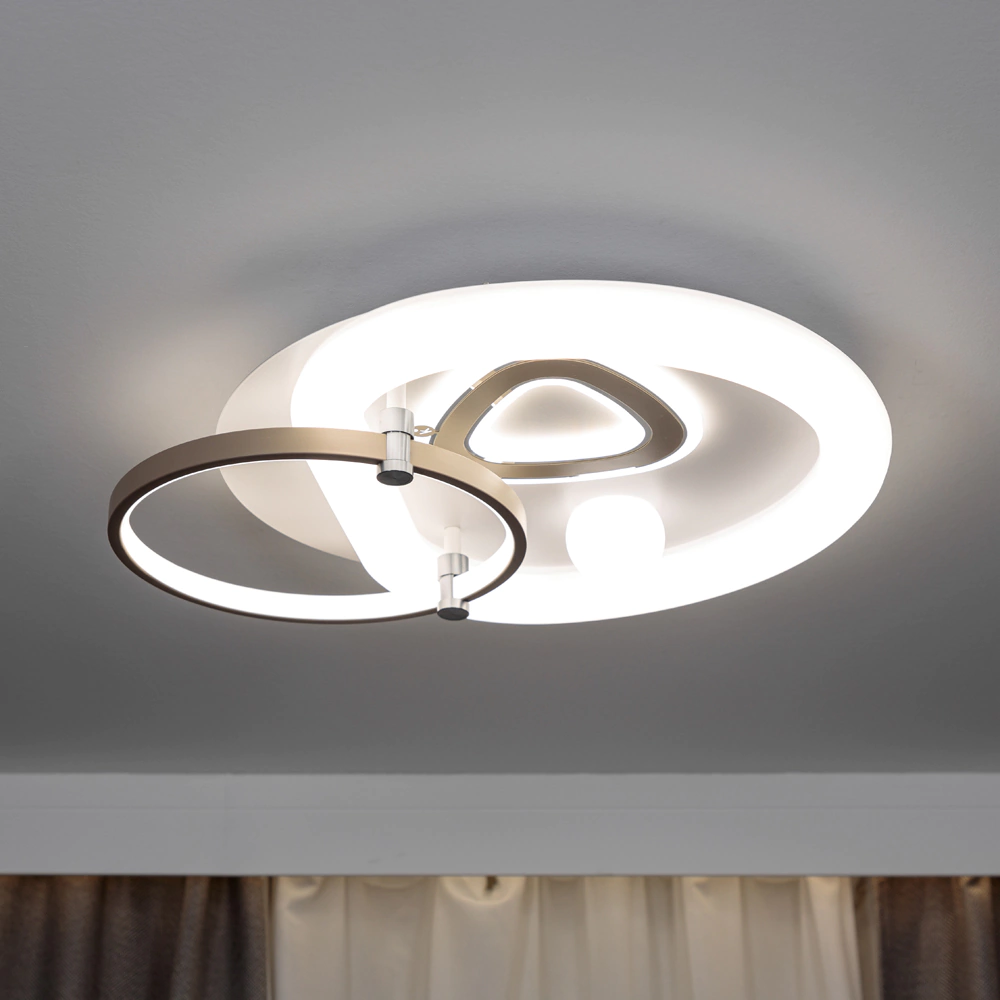 Люстра потолочная NEODECO Риджель LED 100 Вт с пультом ДУ белый/матовое золото