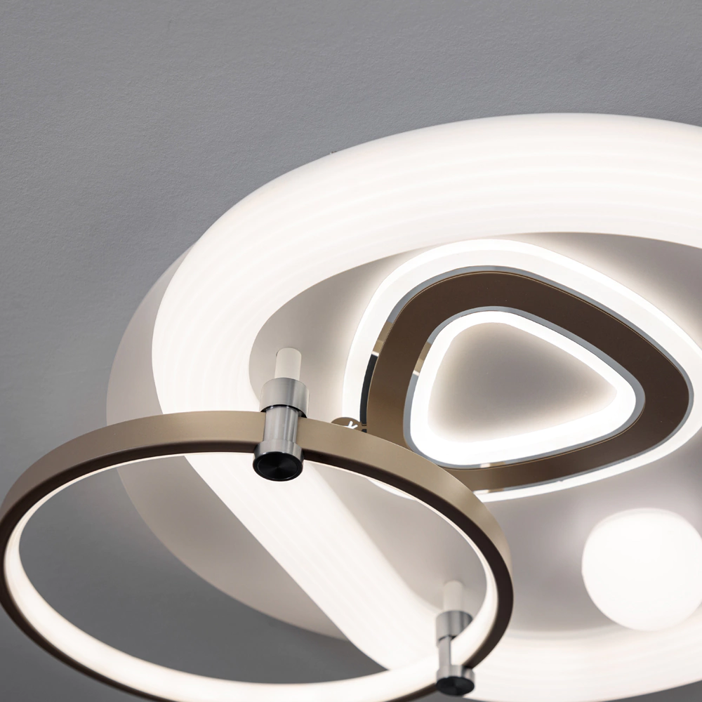 Люстра потолочная NEODECO Риджель LED 100 Вт с пультом ДУ белый/матовое золото