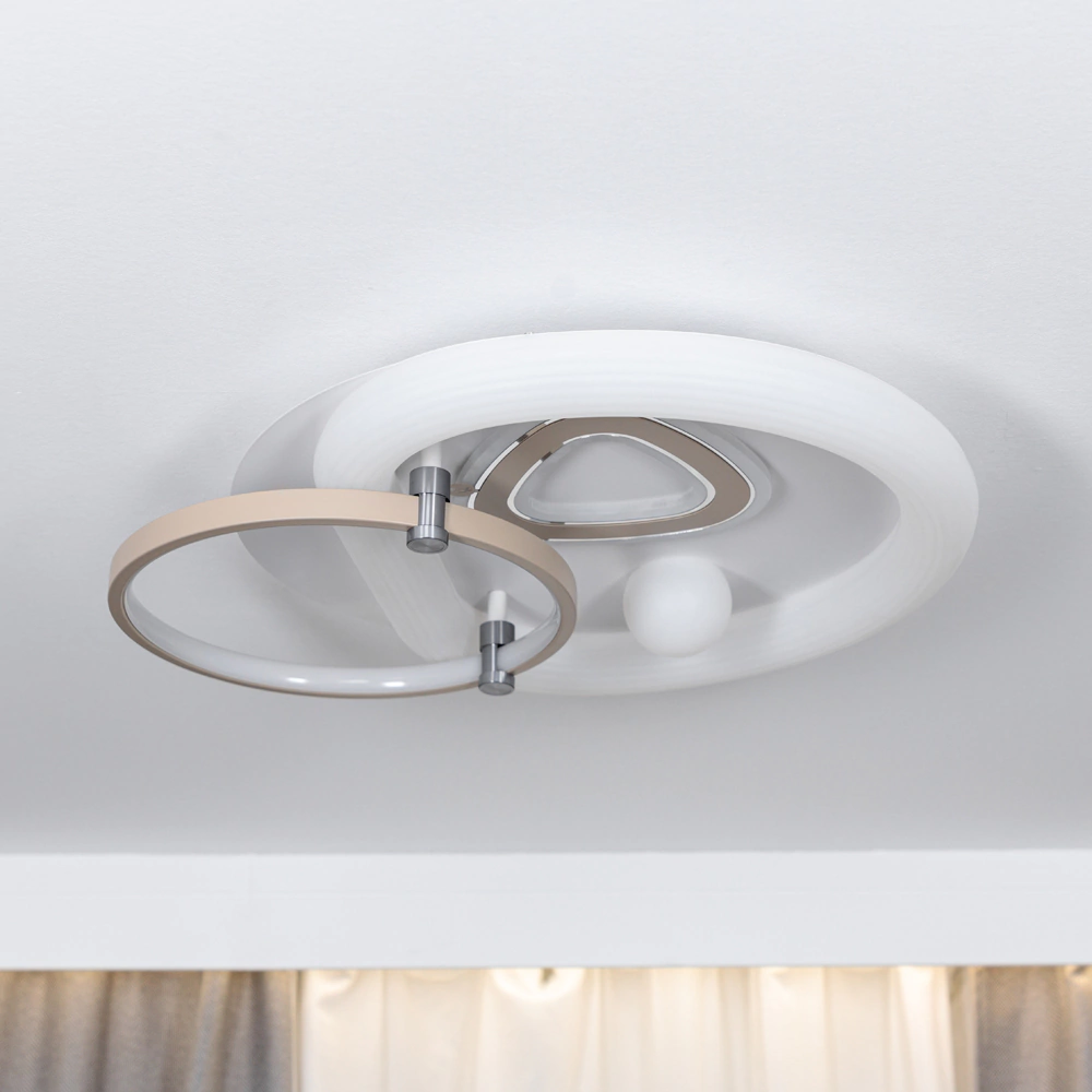 Люстра потолочная NEODECO Риджель LED 100 Вт с пультом ДУ белый/матовое золото