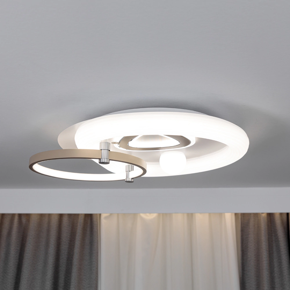 Люстра потолочная NEODECO Риджель LED 100 Вт с пультом ДУ белый/матовое золото