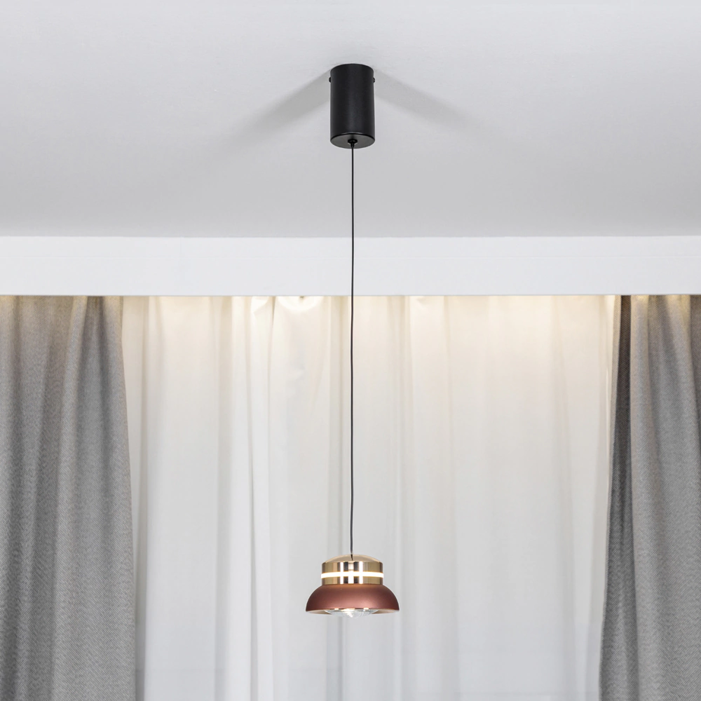 Светильник подвесной LED 7 Вт бордовый/золото NEODECO Бакет