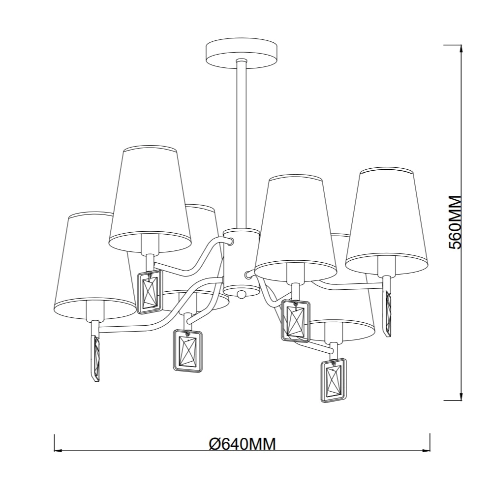 Люстра потолочная Rivoli Кристал 6х40 Вт Е14 золото