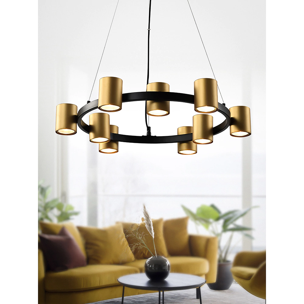 Люстра подвесная Rivoli Хлоя 9х15 Вт GU10 черный/золото