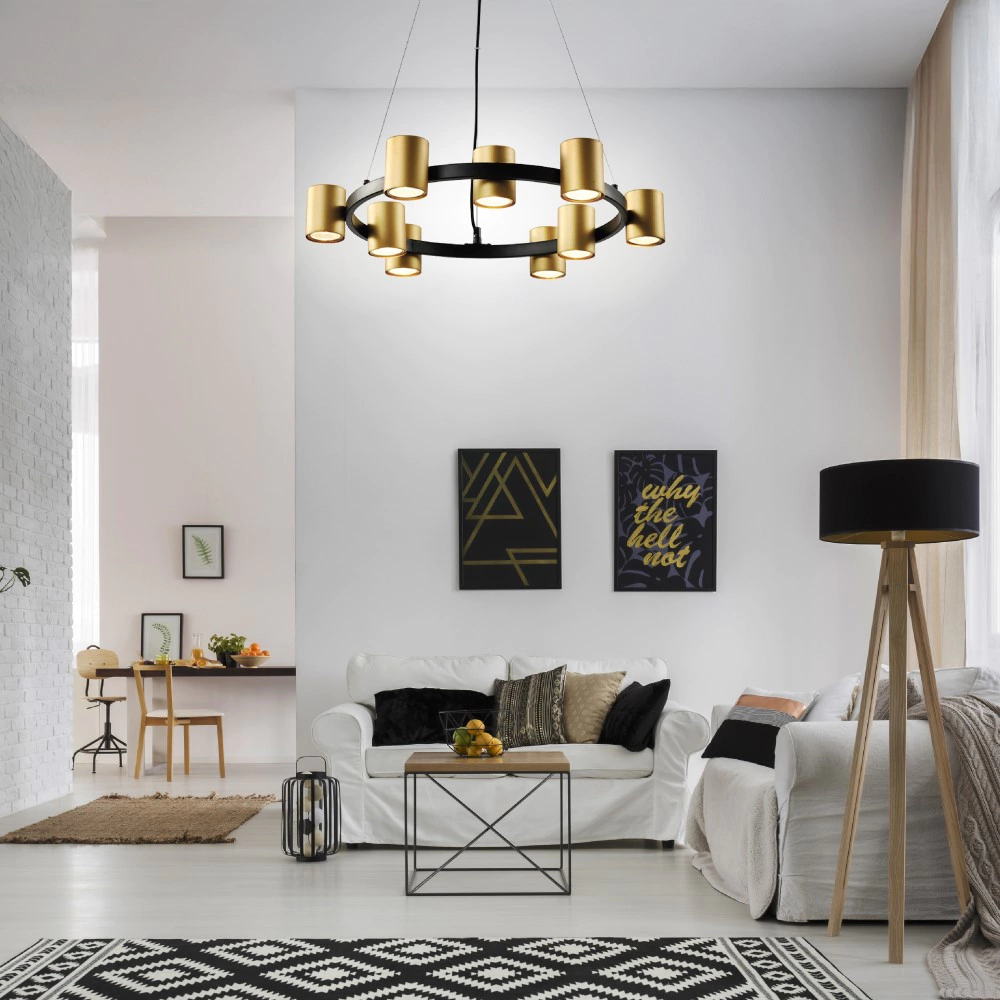 Люстра подвесная Rivoli Хлоя 9х15 Вт GU10 черный/золото