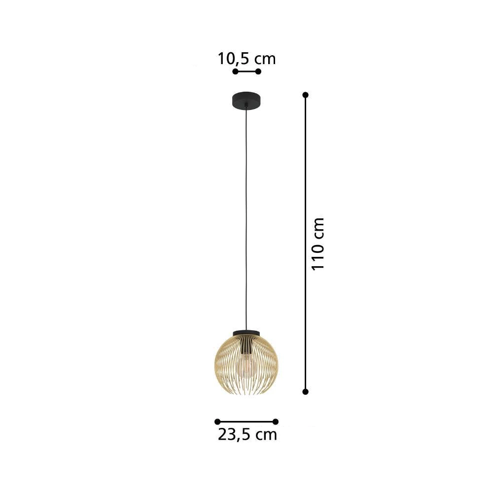 Светильник подвесной EGLO Венесуэлла 1х40 Вт Е27 черный/золото