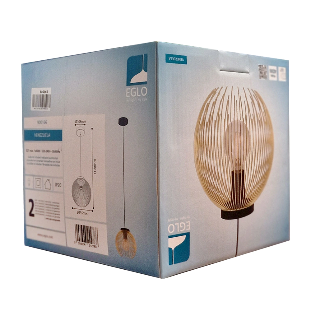 Светильник подвесной EGLO Венесуэлла 1х40 Вт Е27 черный/золото