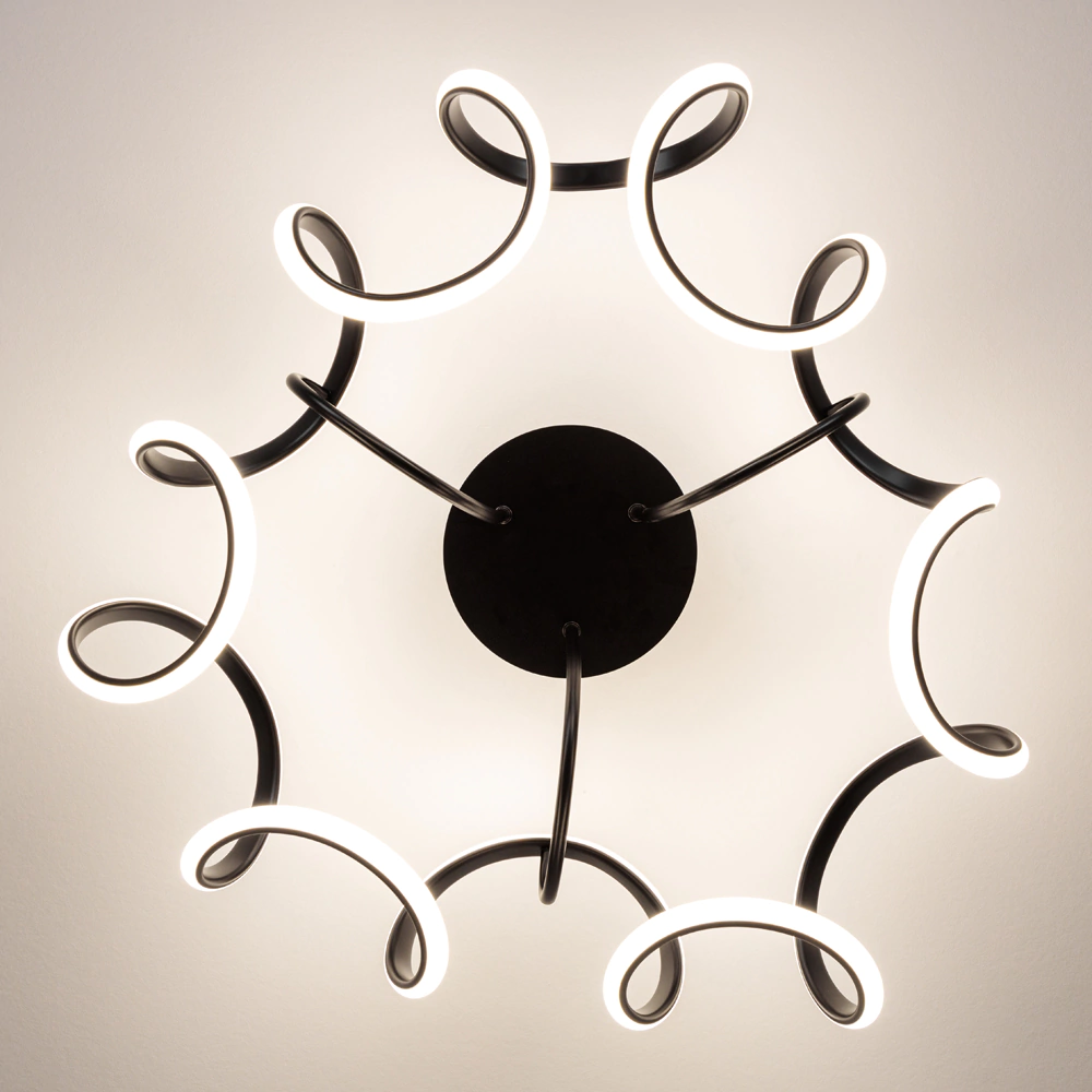 Люстра потолочная LED 90 Вт 3000-6500 К с пультом ДУ черный NEODECO Лакоста