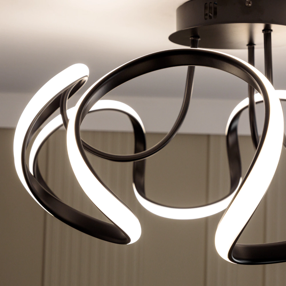 Люстра потолочная LED 90 Вт 3000-6500 К с пультом ДУ черный NEODECO Лакоста