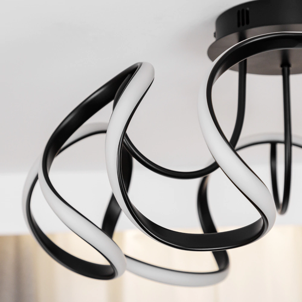 Люстра потолочная LED 90 Вт 3000-6500 К с пультом ДУ черный NEODECO Лакоста