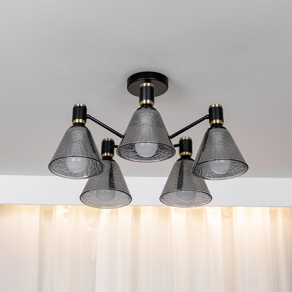 Люстра потолочная 5х60 Вт Е27 черный NEODECO Грей