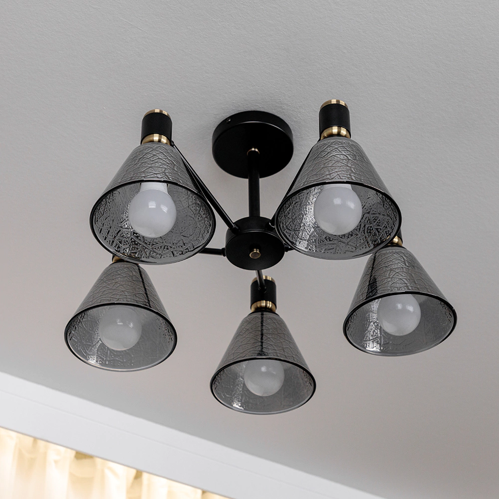 Люстра потолочная 5х60 Вт Е27 черный NEODECO Грей