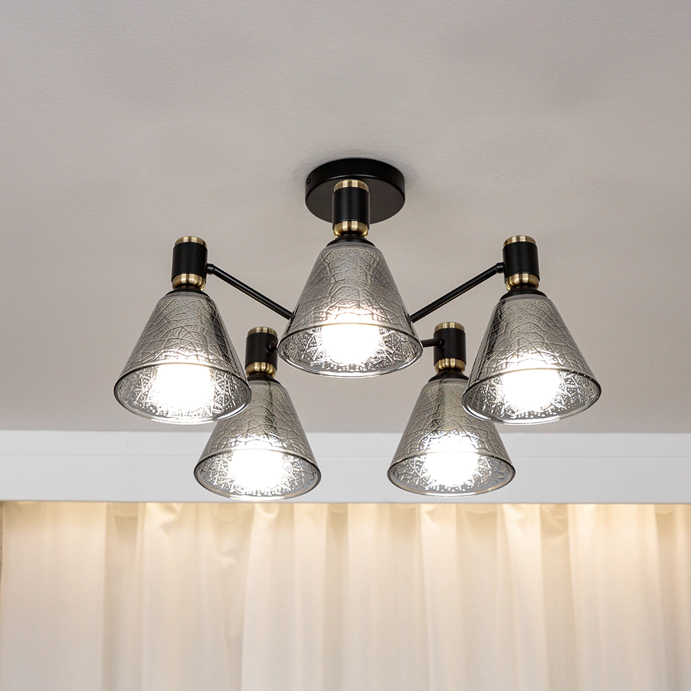 Люстра потолочная 5х60 Вт Е27 черный NEODECO Грей