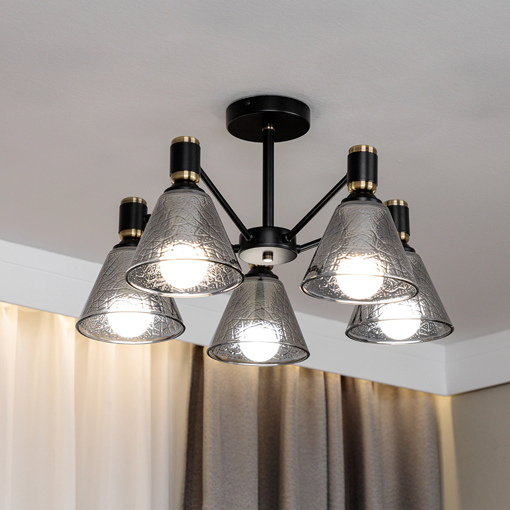 Люстра потолочная 5х60 Вт Е27 черный NEODECO Грей