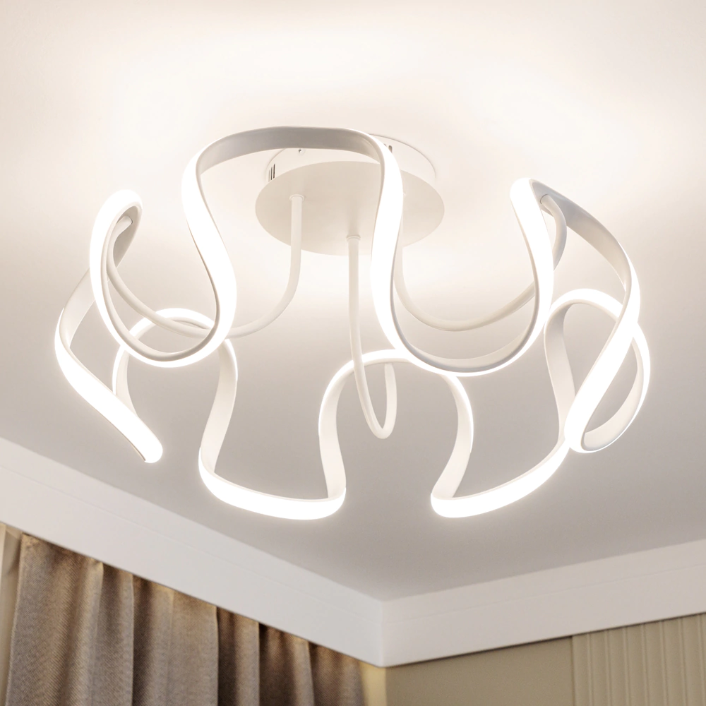 Люстра потолочная LED 80 Вт 3000-6500 К с пультом ДУ белый NEODECO Лакоста