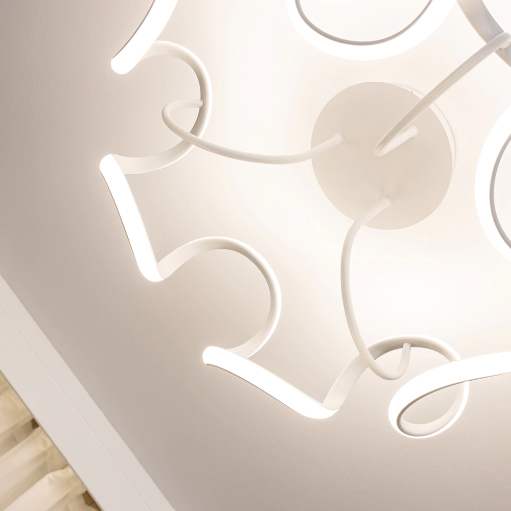 Люстра потолочная LED 80 Вт 3000-6500 К с пультом ДУ белый NEODECO Лакоста