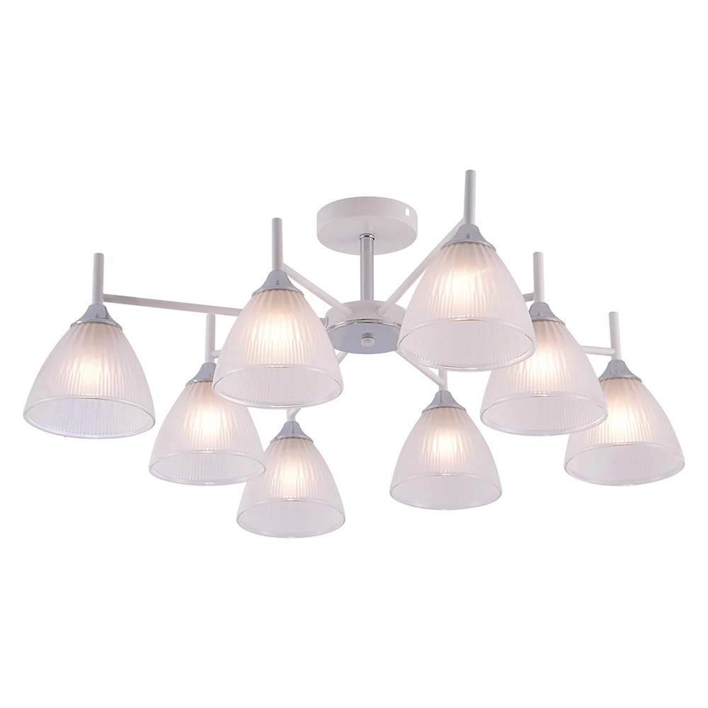 Люстра потолочная Schaffner Индироззо 8х60 Вт Е27 белый/ хром