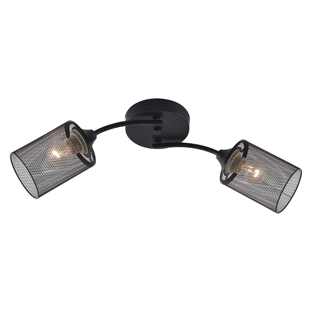 Люстра потолочная 2х60 Вт Е27 черный Schaffner Баррено