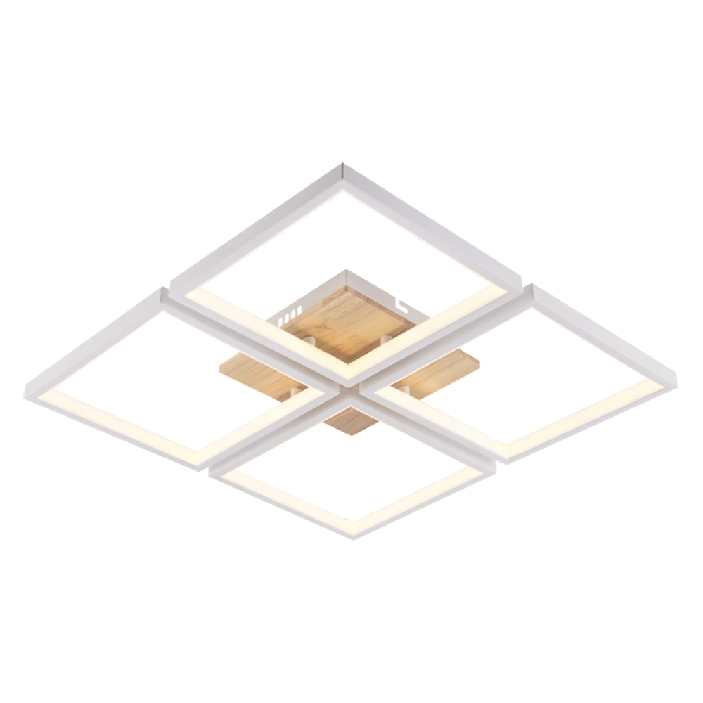 Люстра потолочная LED 136 Вт с пультом ДУ белый/дерево Schaffner Секоло