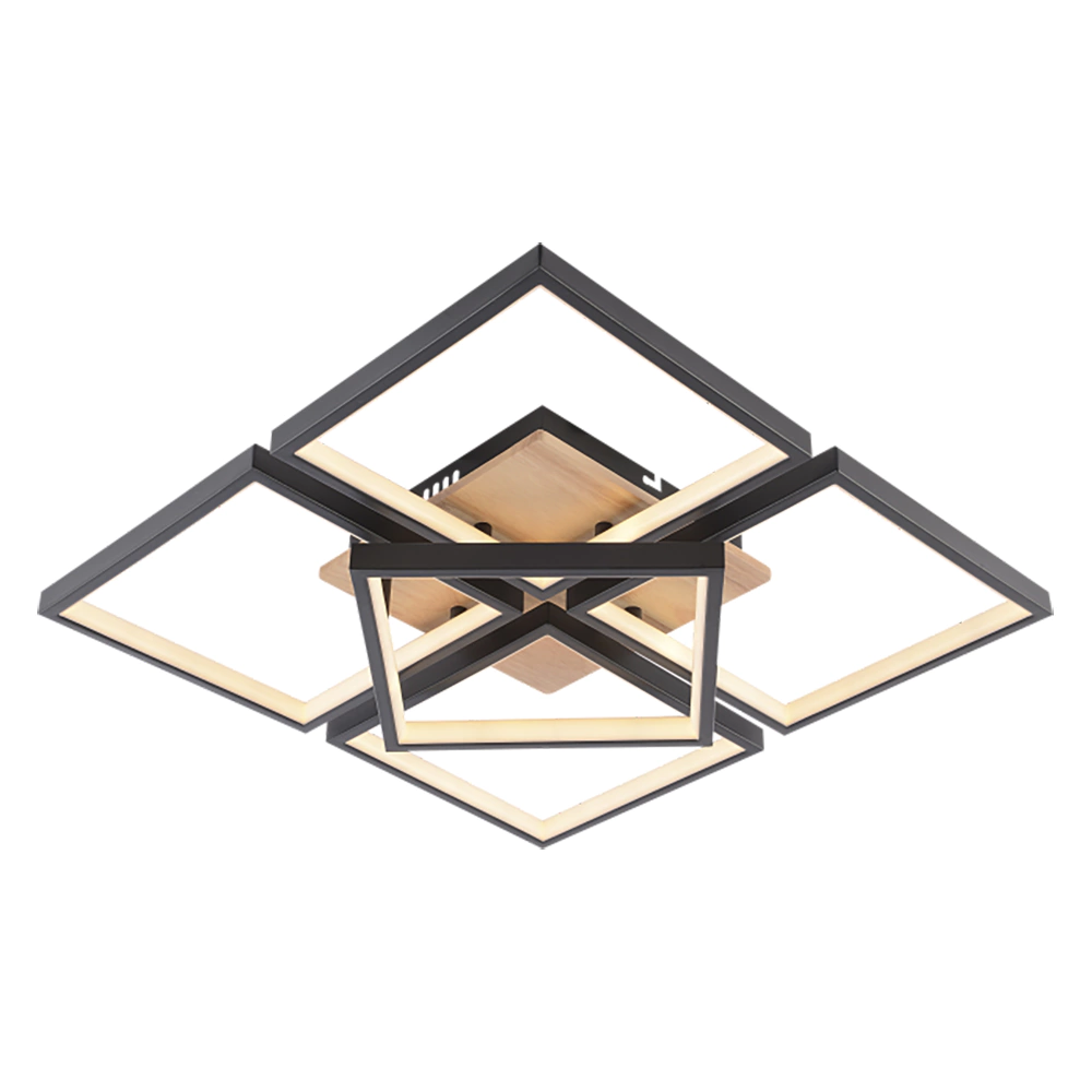 Люстра потолочная LED 170 Вт с пультом ДУ черный/дерево Schaffner Секоло