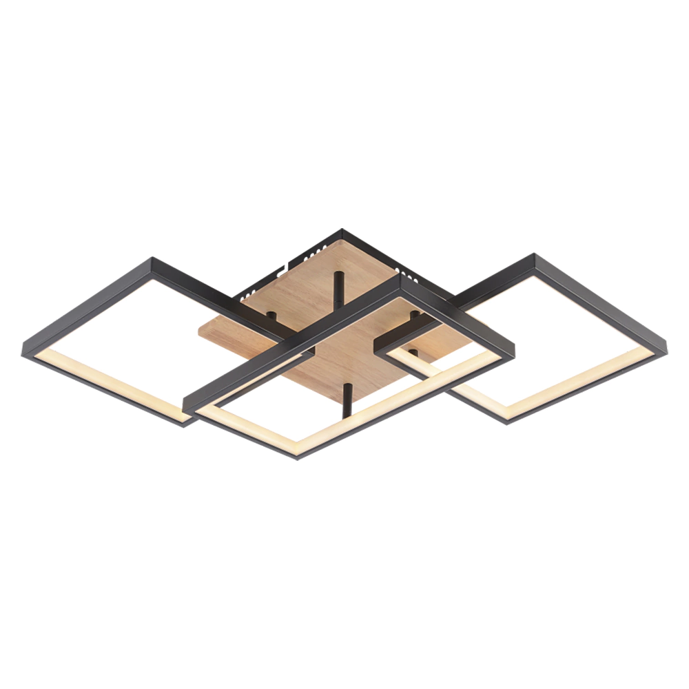 Люстра потолочная LED 106 Вт с пультом ДУ черный/дерево Schaffner Солди