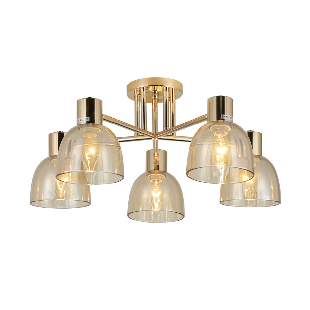 Люстра потолочная 5х40 Вт Е14 золото Schaffner Летор