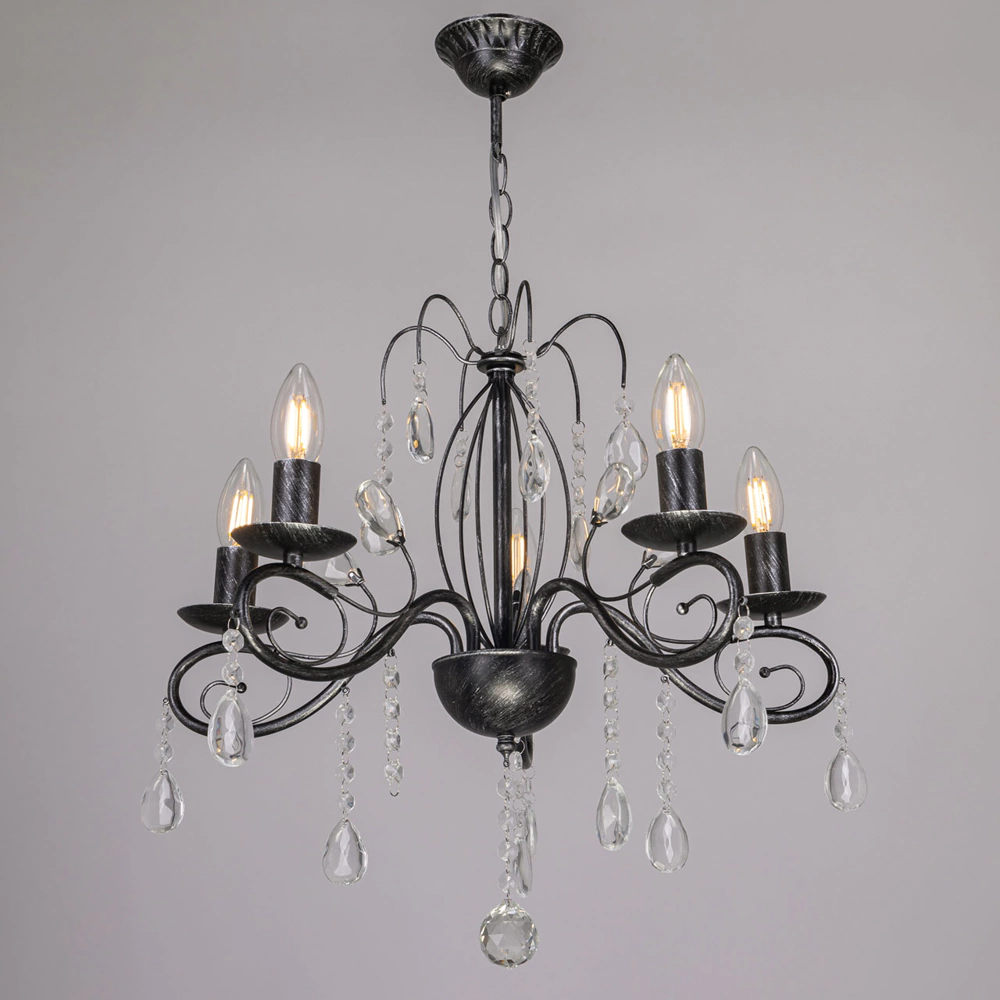 Люстра подвесная 5х60 Вт Е14 черный De City Виталина