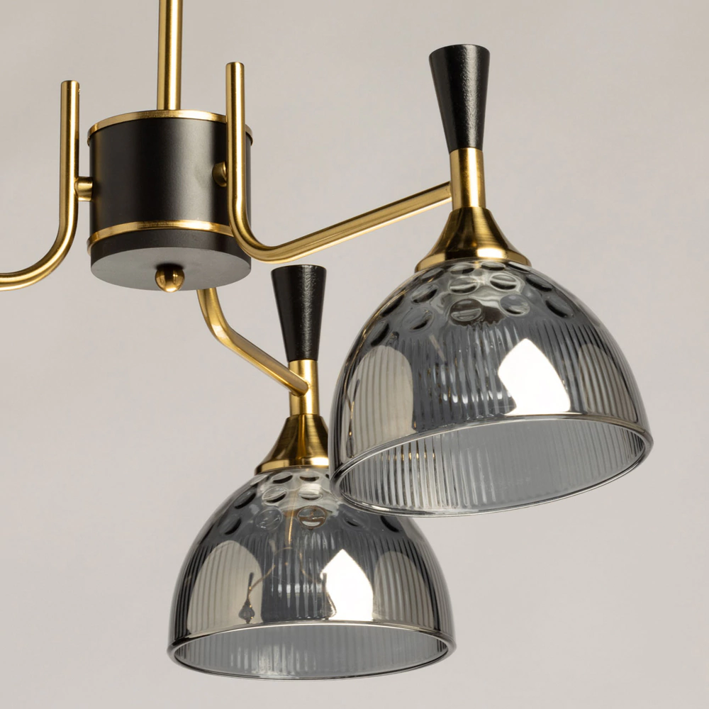 Люстра потолочная 3х60 Вт Е27 черный/золото De City Донна