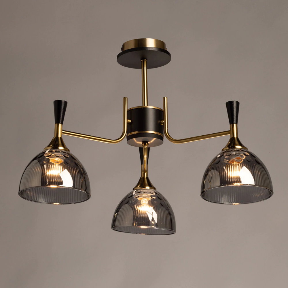 Люстра потолочная 3х60 Вт Е27 черный/золото De City Донна