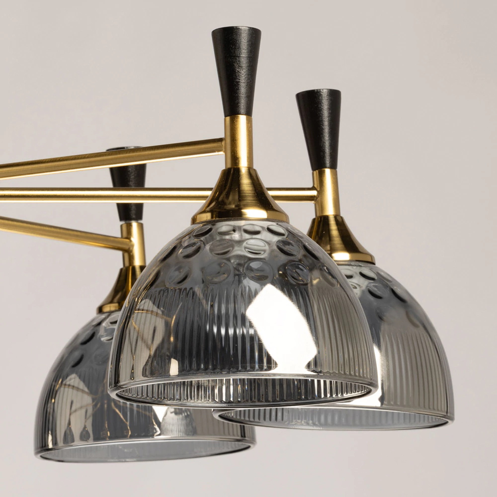 Люстра потолочная 8х60 Вт Е27 черный/золото De City Донна