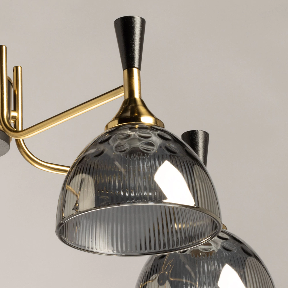 Люстра потолочная 8х60 Вт Е27 черный/золото De City Донна