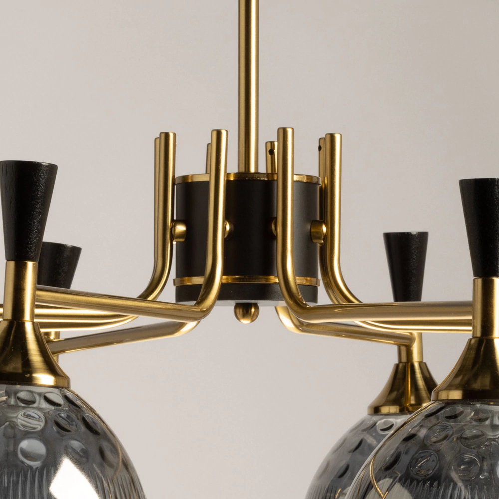 Люстра потолочная 8х60 Вт Е27 черный/золото De City Донна